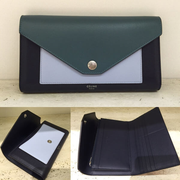 2017SS NEW セリーヌ POCKET TRIFOLDED セリーヌ コピー 財布 105853AD4 Green Smoke
